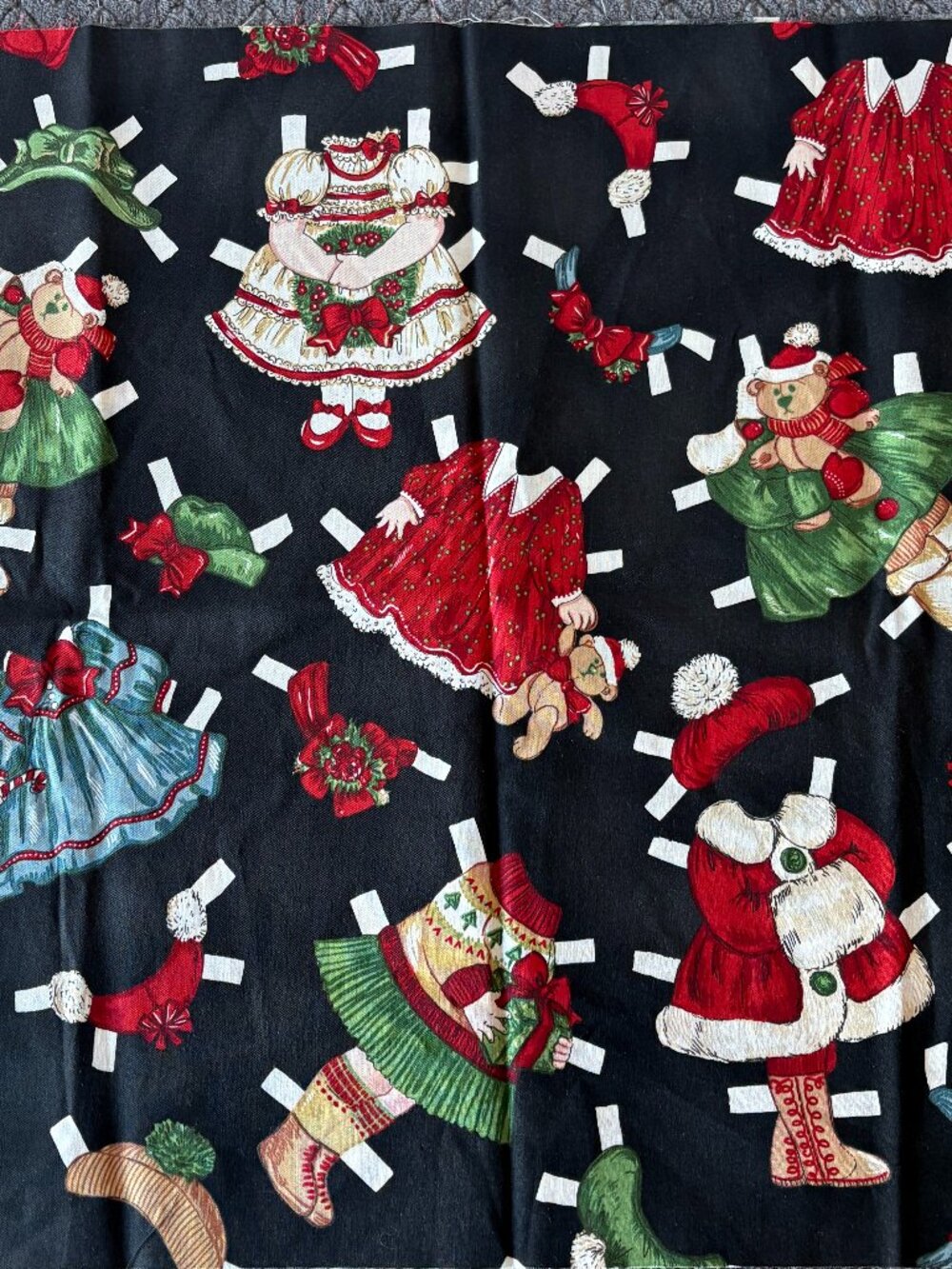 Windham Fabrics Paper Doll Christmas Clothes Fabric Black 30861 Half Yard